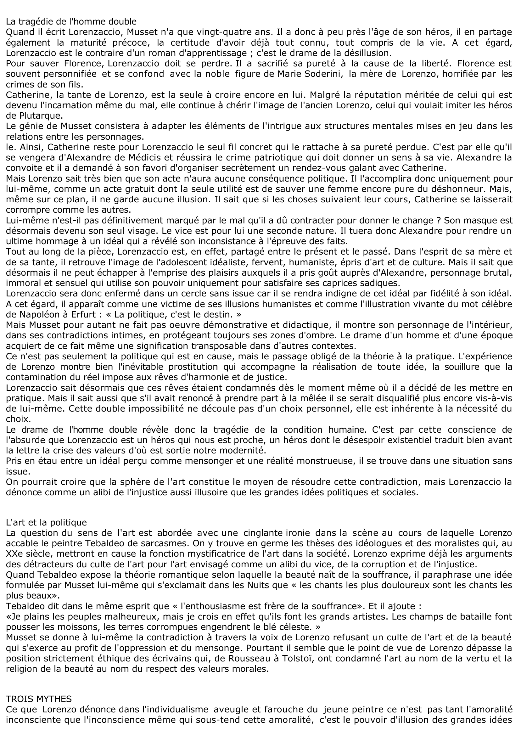 Prévisualisation du document Analyse et résumé : Lorenzaccio d'ALFRED DE MUSSET