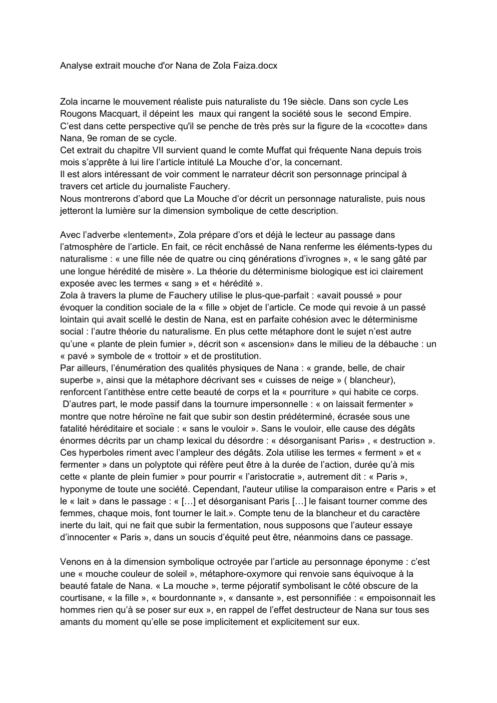 Prévisualisation du document Analyse extrait mouche d'or Nana de Zola Faiza.docx