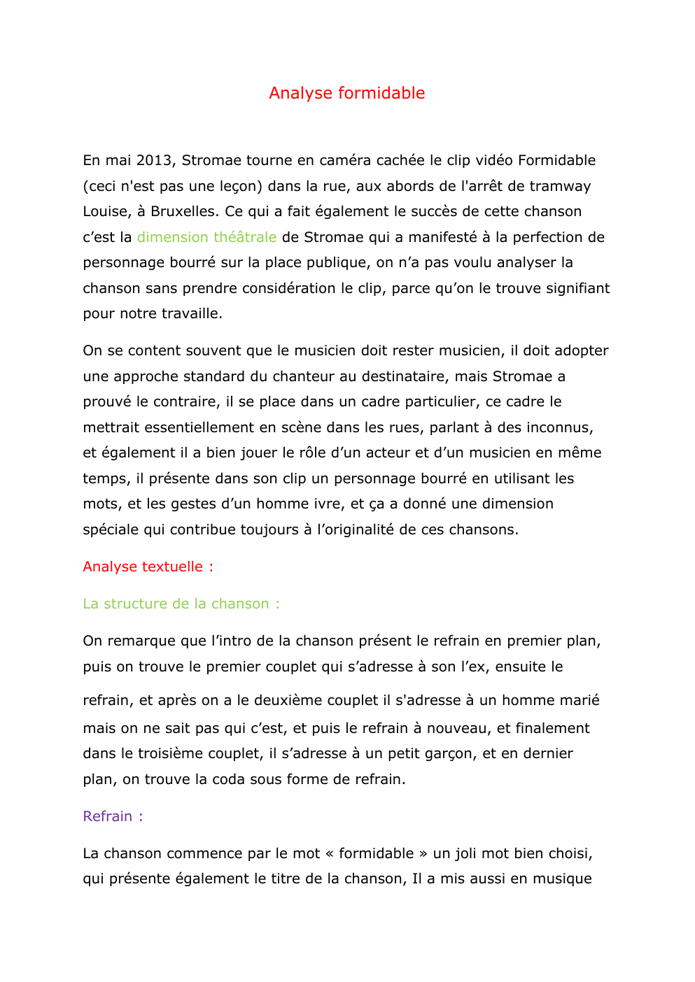 Prévisualisation du document analyse formidable de Stromae