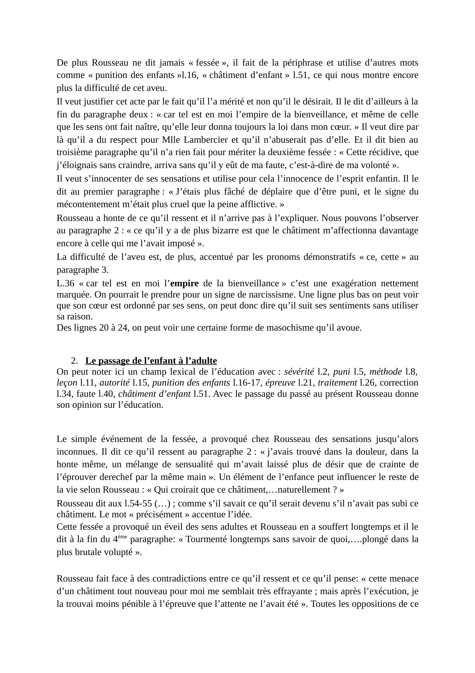 Prévisualisation du document Analyse francais Rousseau la fessée