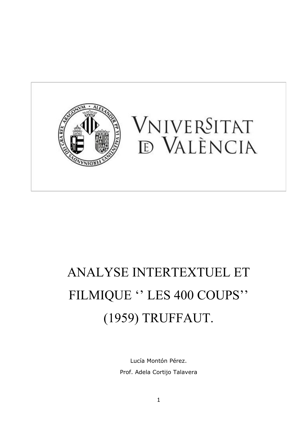 Prévisualisation du document Analyse intertextuel et filmique ''les 400 coups'' Truffaut