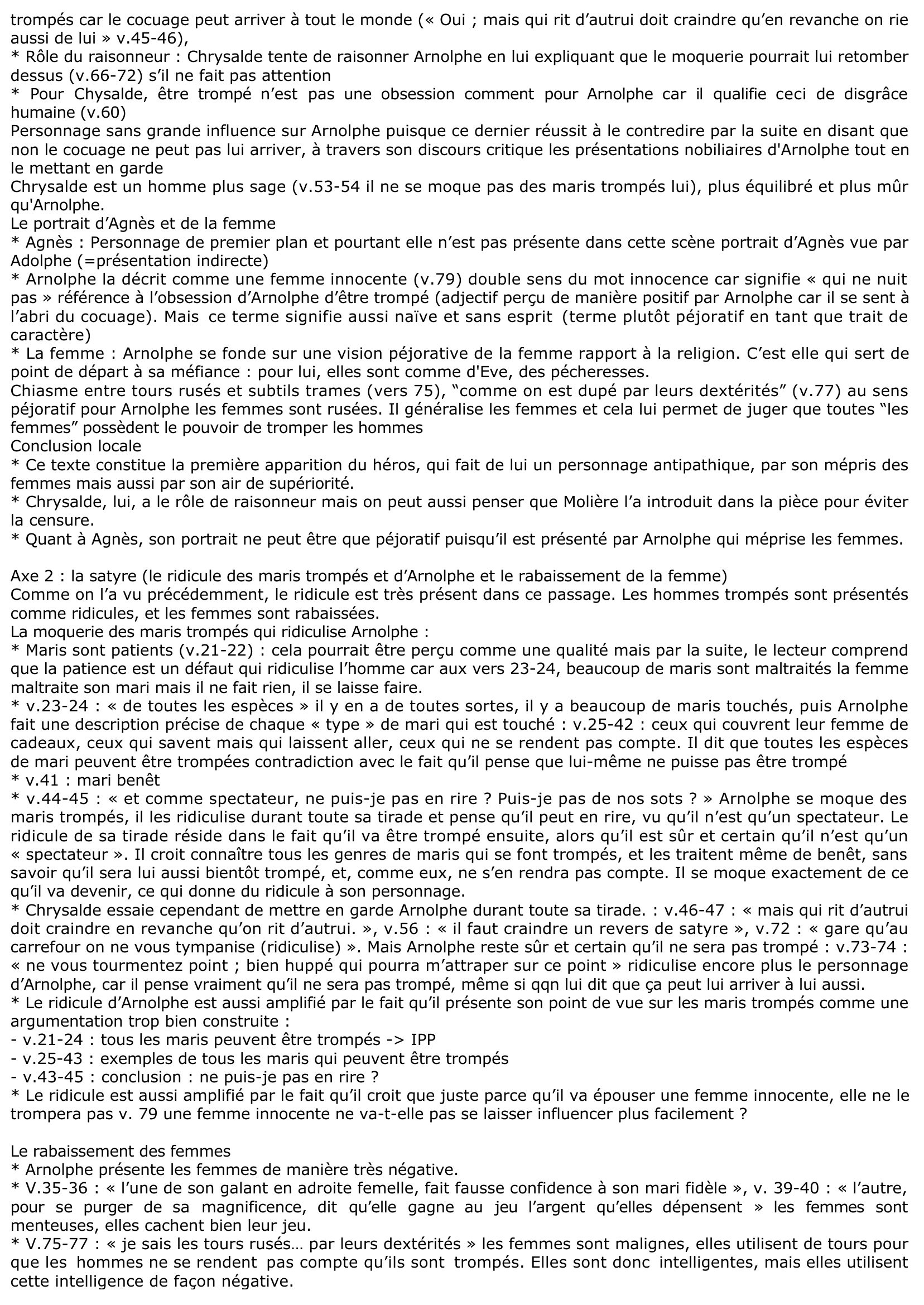 Prévisualisation du document Analyse : « L’Ecole des femmes »  Acte I scène 1 v.21-80 - Molière