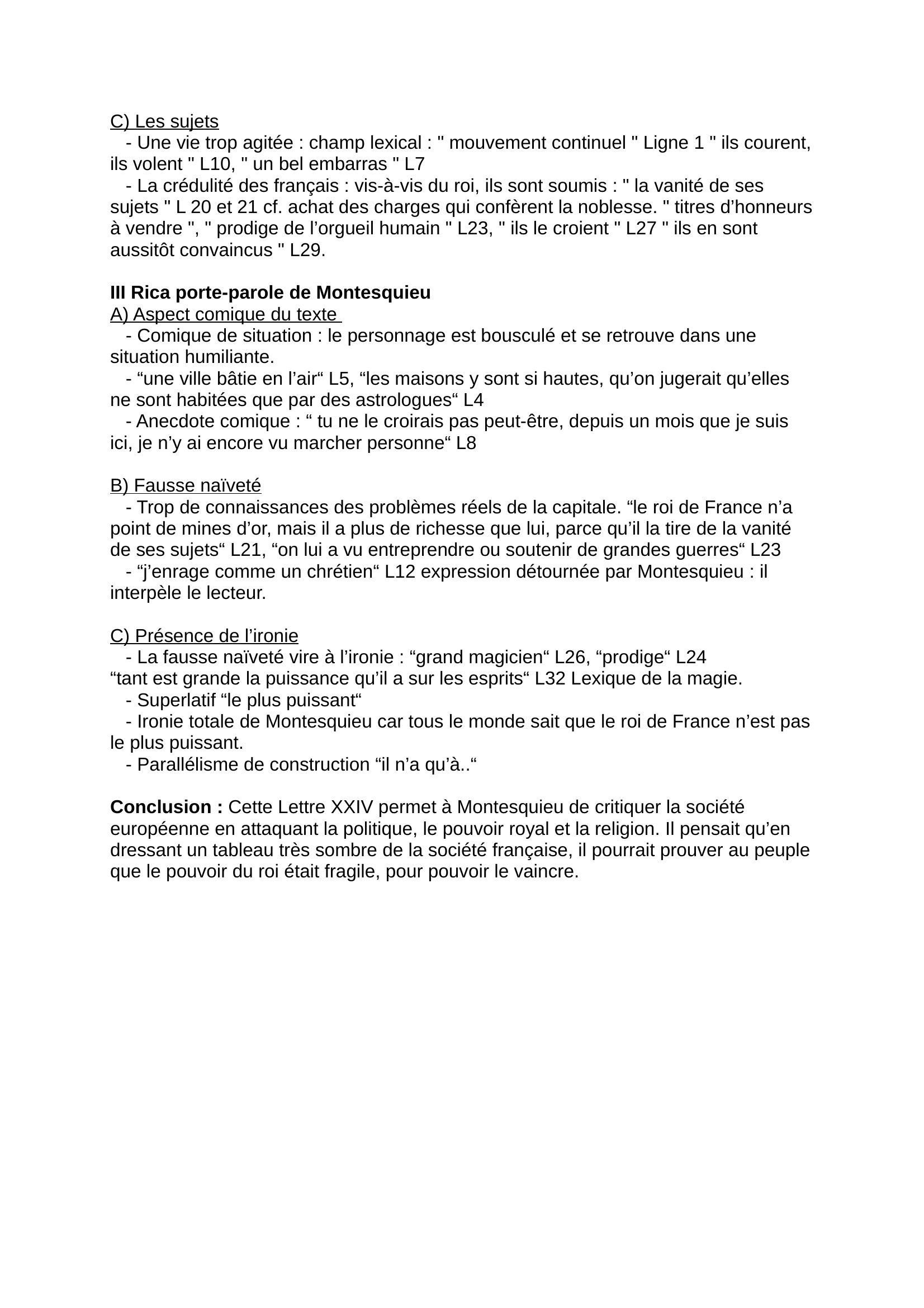 Prévisualisation du document Analyse Lettre persanne - lettre 24