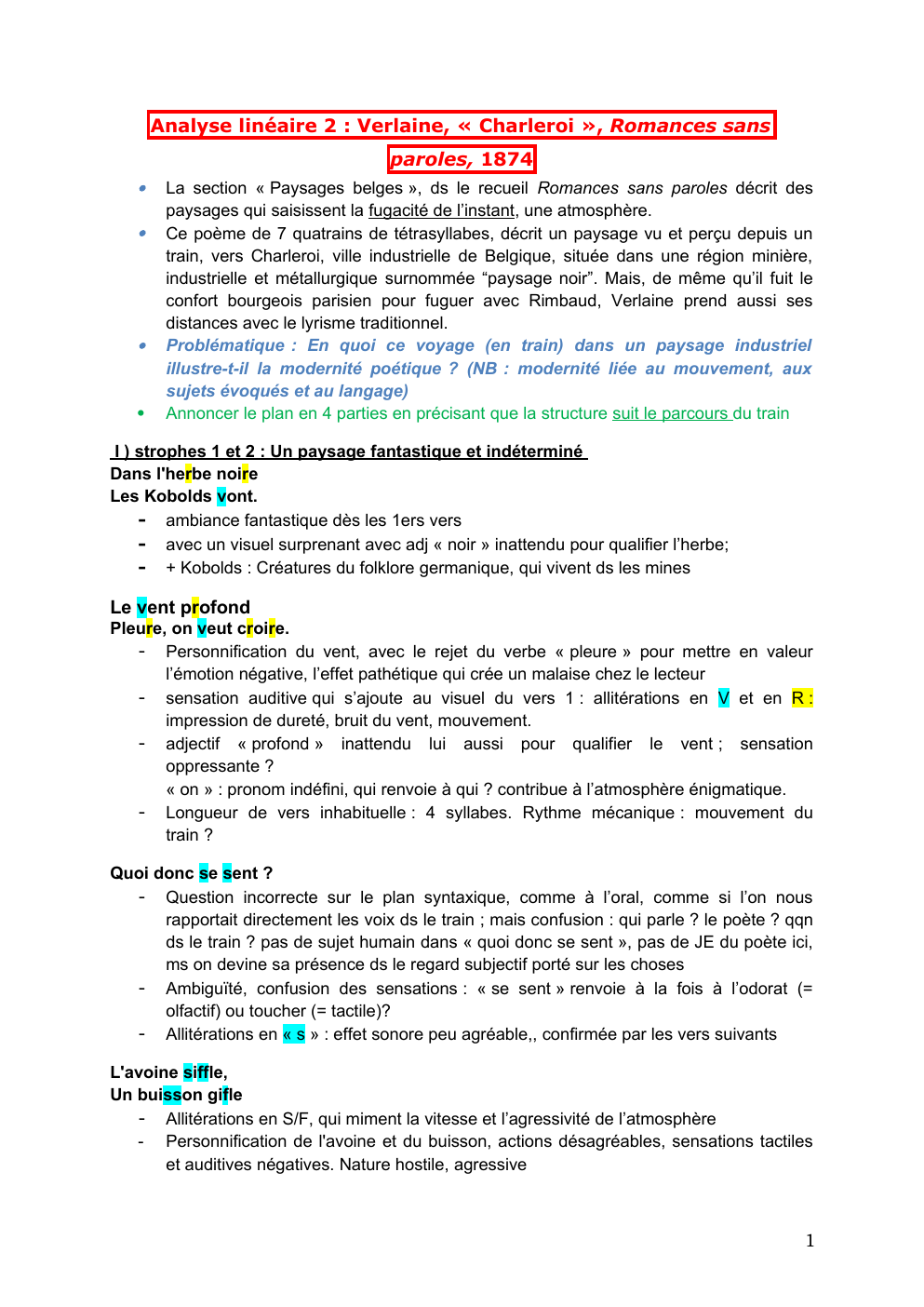 Prévisualisation du document Analyse linéaire 2 : Verlaine, « Charleroi », Romances sans paroles, 1874