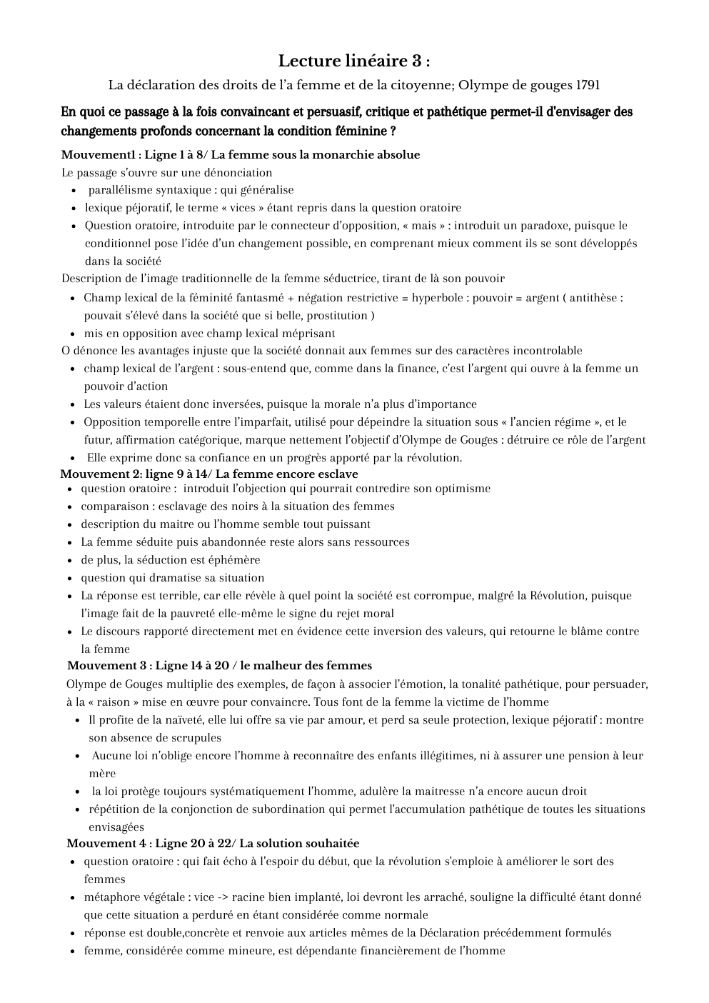 Prévisualisation du document analyse linéaire 3 Olympes de Gouges DDFC