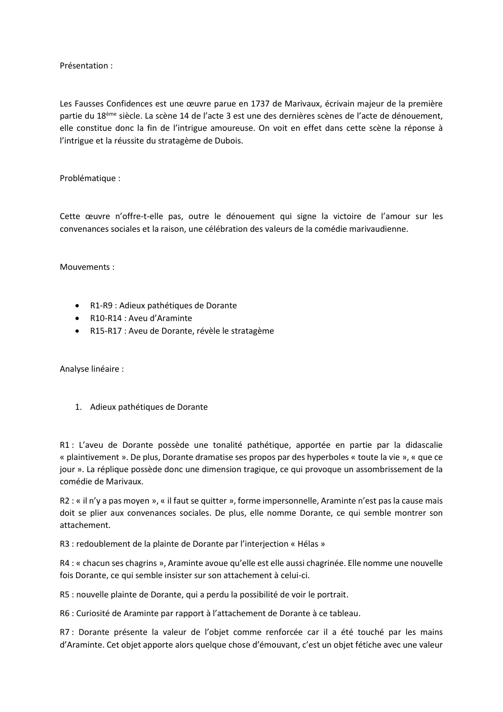 Prévisualisation du document analyse linéaire acte III scène 12 Les Fausses Confidences