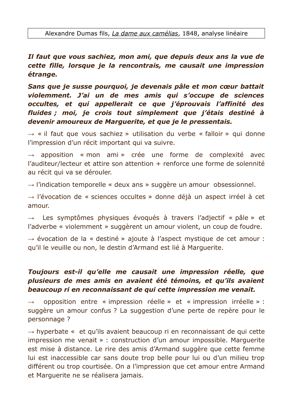 Prévisualisation du document analyse linéaire dame aux camélias  texte 1