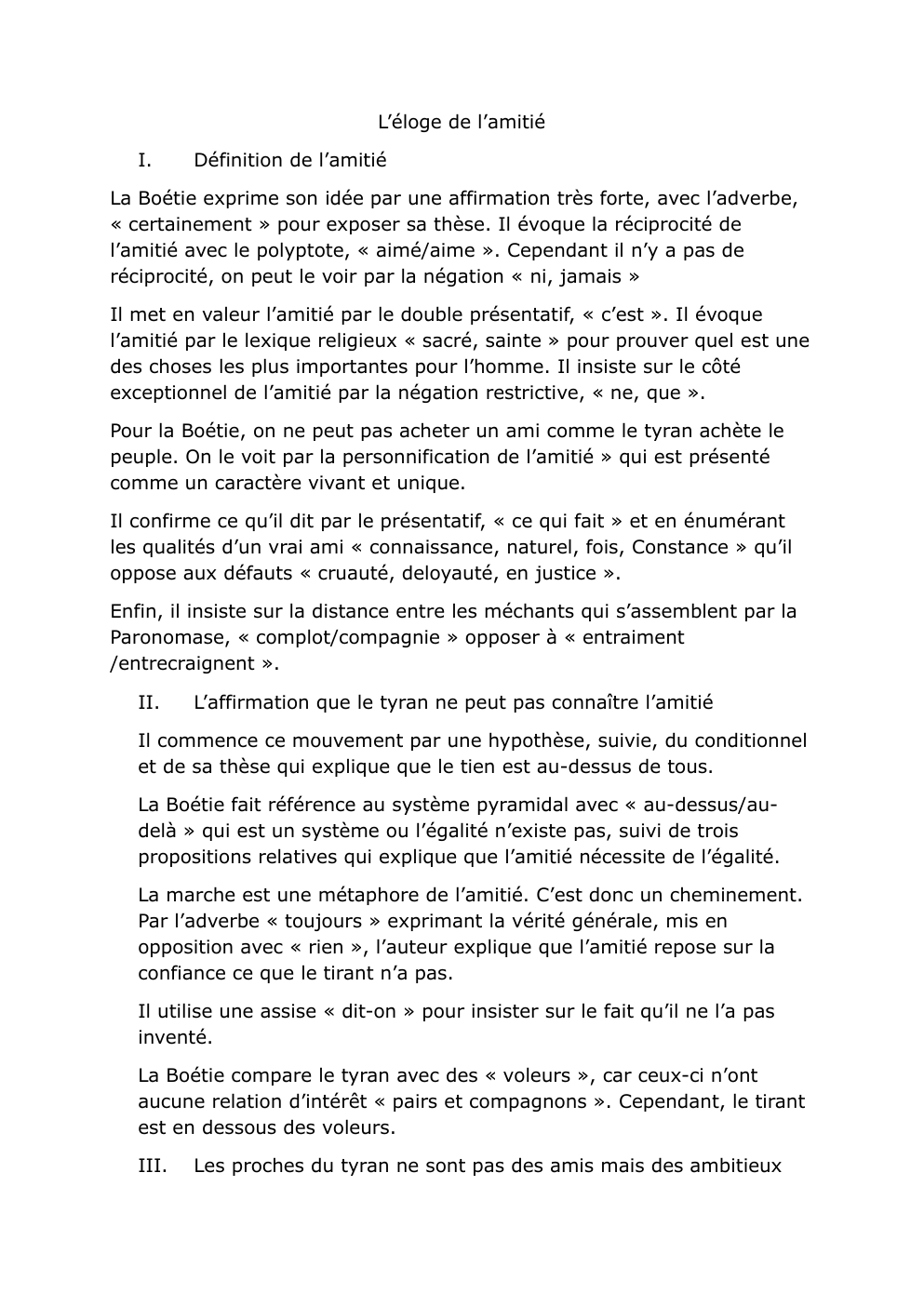 Prévisualisation du document analyse linéaire de l'éloge de l'amitié de La Boetie