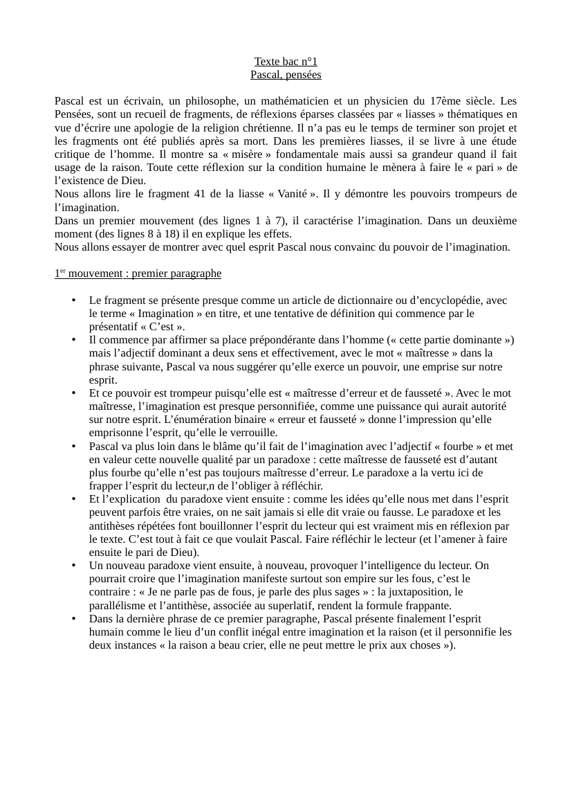 Prévisualisation du document Analyse linéaire des Pensées de Pascal: fragment 41 de la liasse « Vanité »
