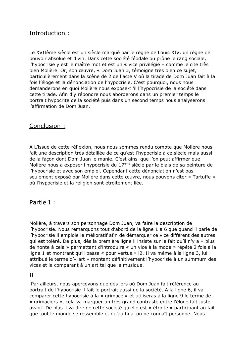 Prévisualisation du document Analyse linéaire Dom Juan scène 2, acte 5 Molière