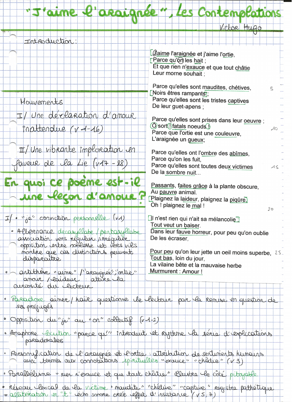 Prévisualisation du document analyse linéaire j'aime l'araignée et j'aime l'ortie