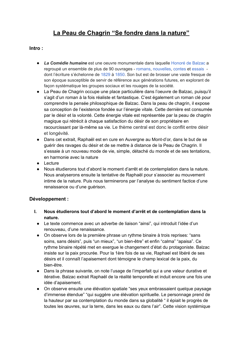 Prévisualisation du document analyse linéaire La Peau de Chagrin “Se fondre dans la nature”