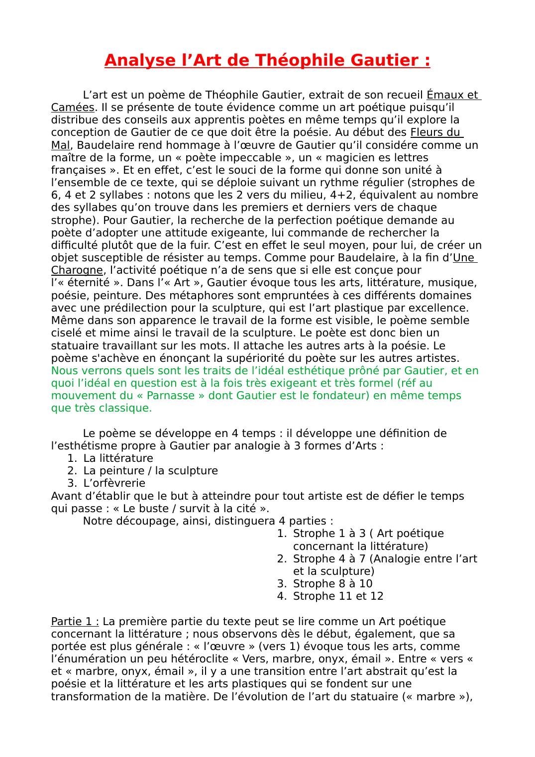 Prévisualisation du document Analyse linéaire l'Art de Théophile Gautier