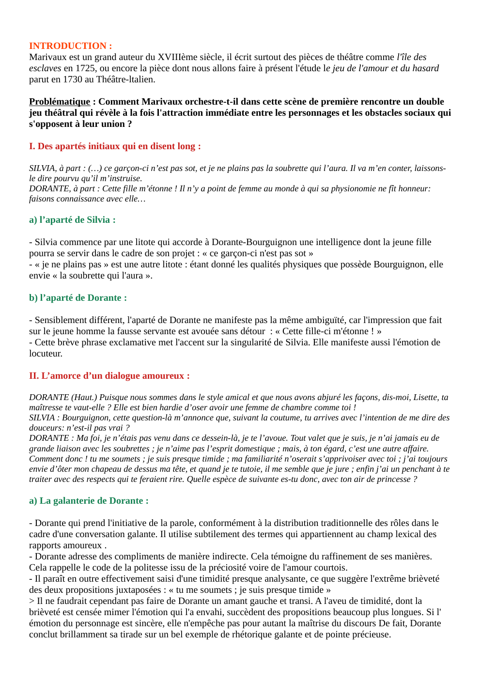Prévisualisation du document analyse linéaire le jeu de l'amour et du hasard acte I scène 7