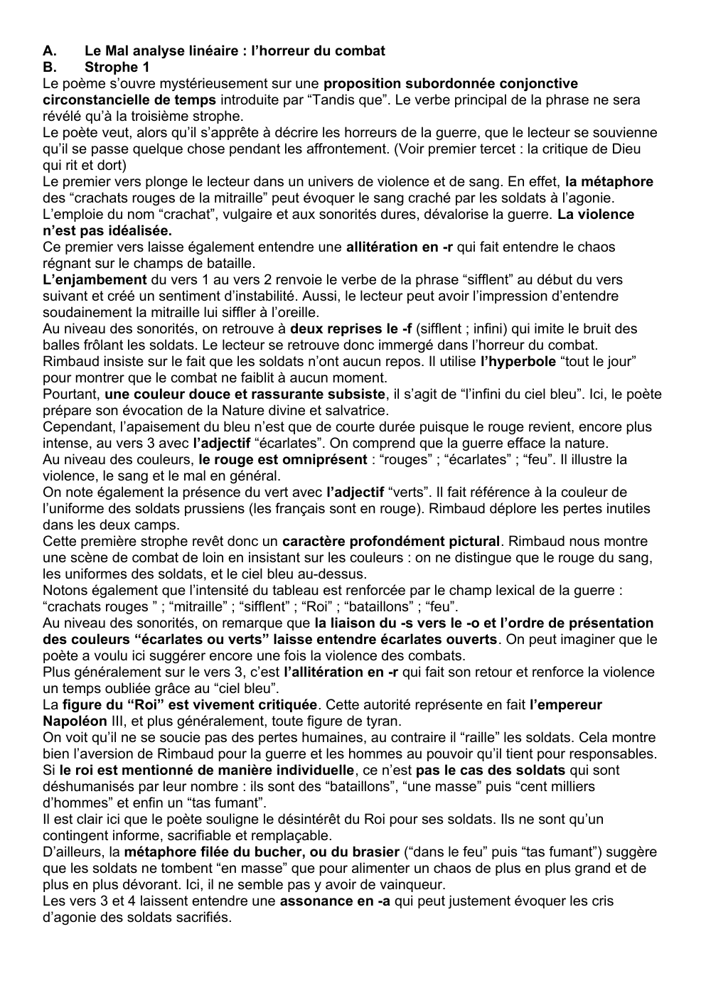 Prévisualisation du document analyse linéaire "le mal" de Rimbaud