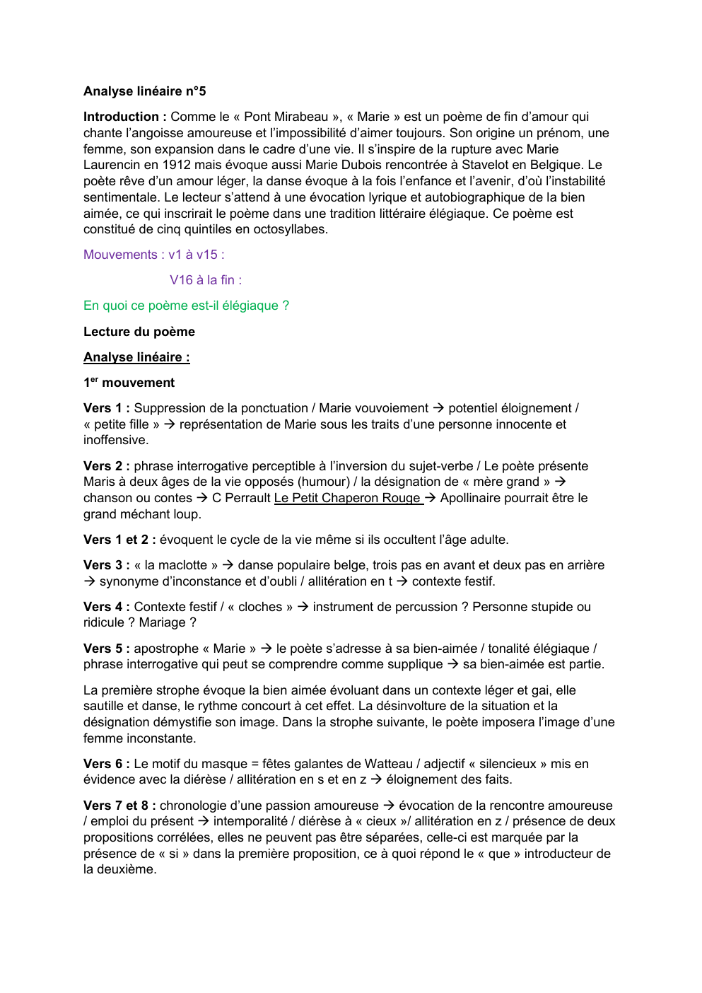 Prévisualisation du document Analyse lineaire  le « Pont Mirabeau »