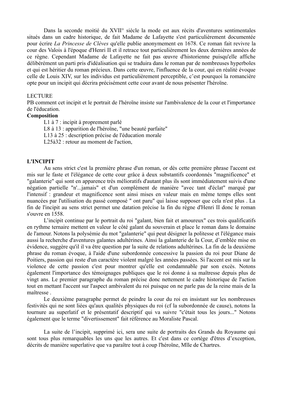 Prévisualisation du document Analyse linéaire Le portrait de la Princesse de Cleves