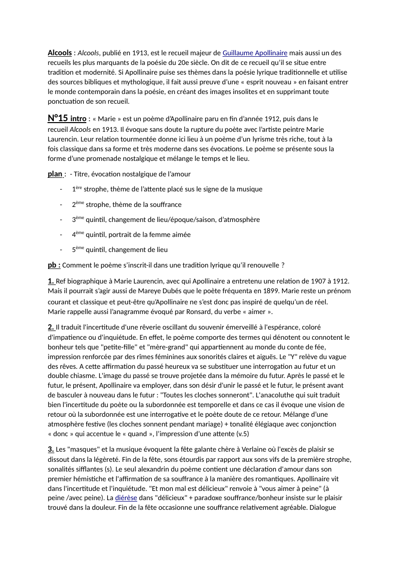 Prévisualisation du document analyse linéaire Marie d’Apollinaire