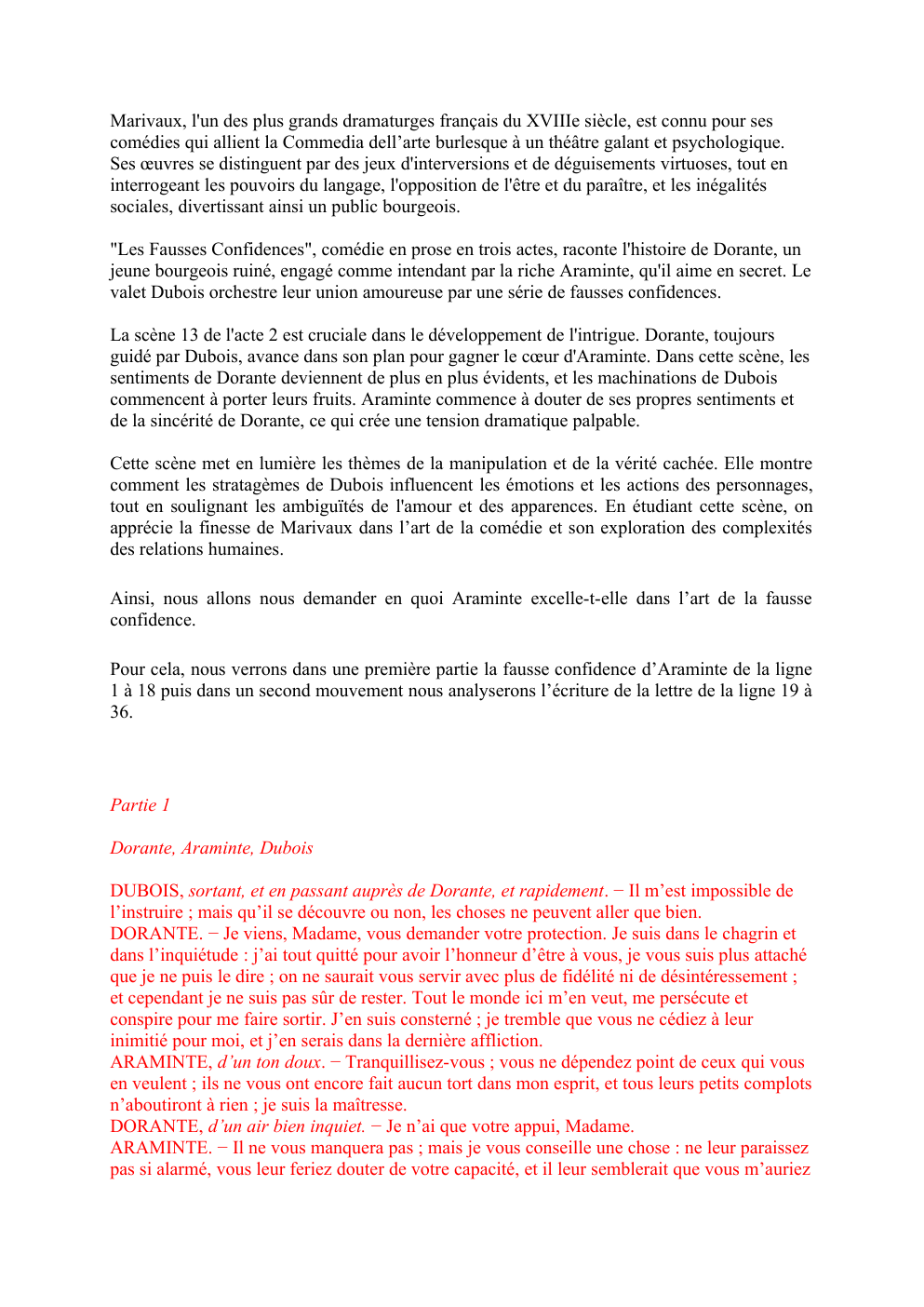 Prévisualisation du document Analyse linéaire  Marivaux - La scène 13 de l'acte 2