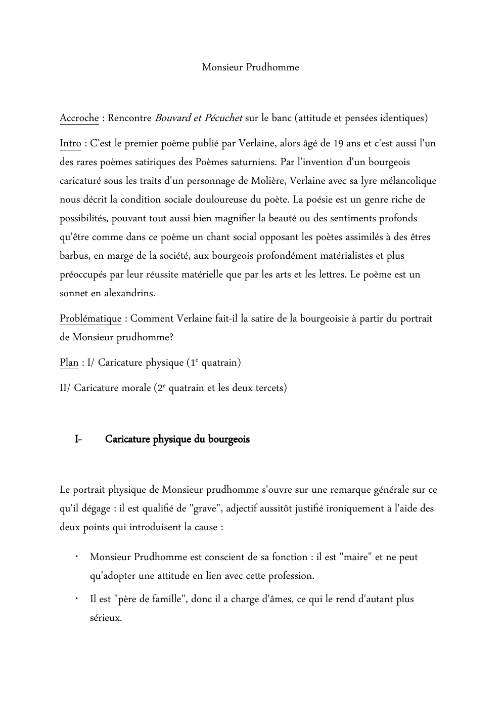 Prévisualisation du document analyse linéaire: Monsieur Prudhomme