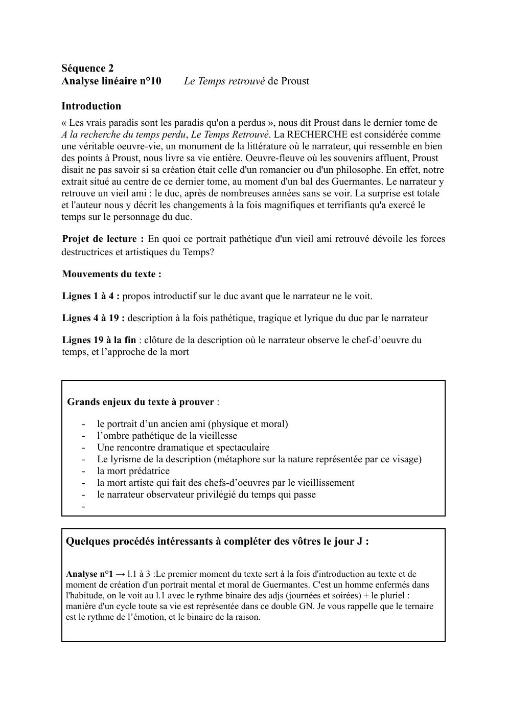 Prévisualisation du document Analyse linéaire n°10  Le Temps retrouvé de Proust