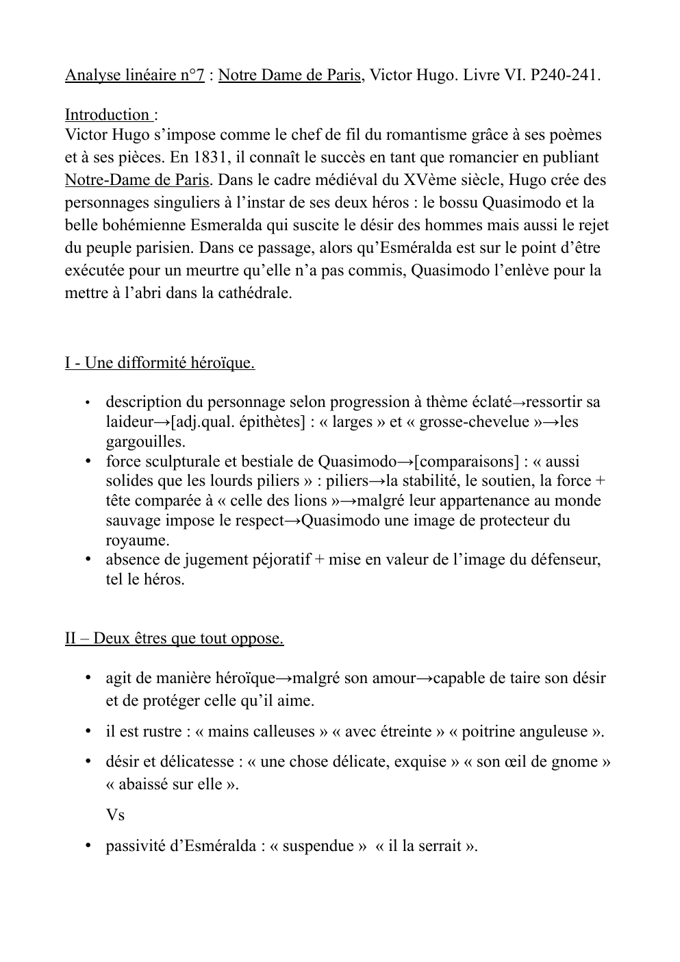 Prévisualisation du document Analyse linéaire n°7 : Notre Dame de Paris, Victor Hugo. Livre VI. P240-241.