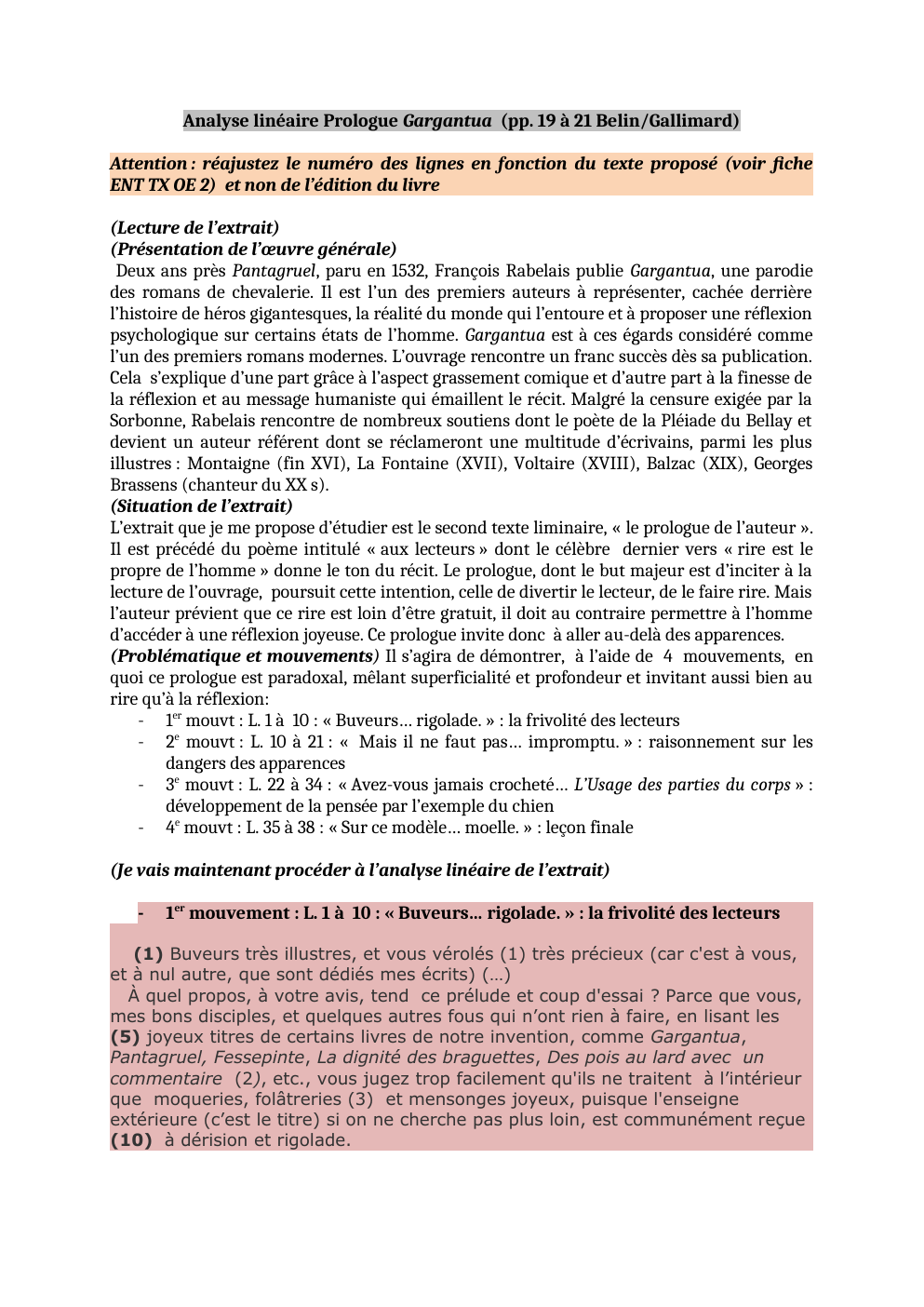 Prévisualisation du document Analyse linéaire Prologue Gargantua (pp. 19 à 21 Belin/Gallimard)