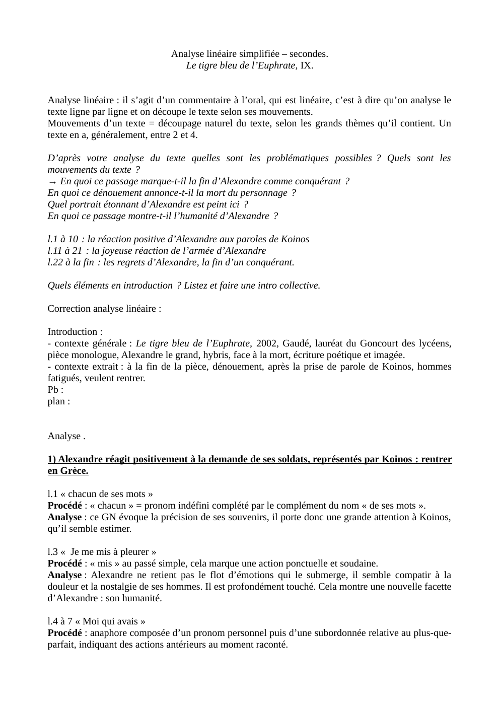 Prévisualisation du document Analyse linéaire tigre bleu de l'euphrate, gaudé, partie 1