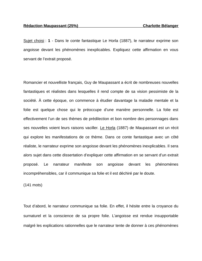Prévisualisation du document Analyse littéraire Le Horla