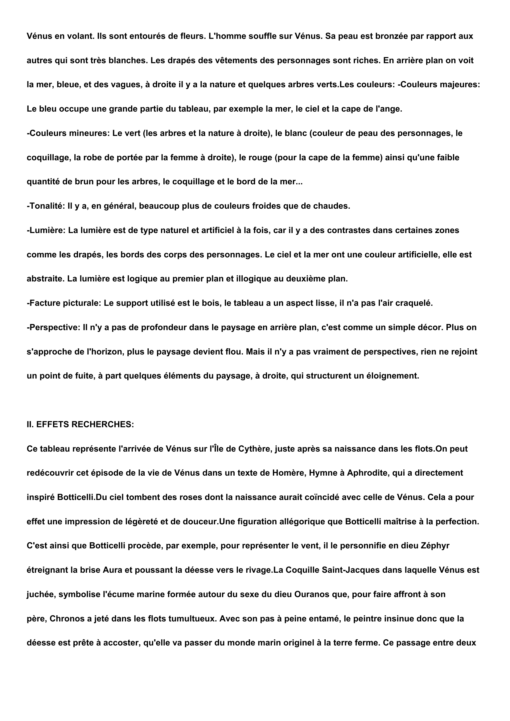 Prévisualisation du document ANALYSE OEUVRE : LA NAISSANCE DE VENUS - SANDRO BOTTICELLI
