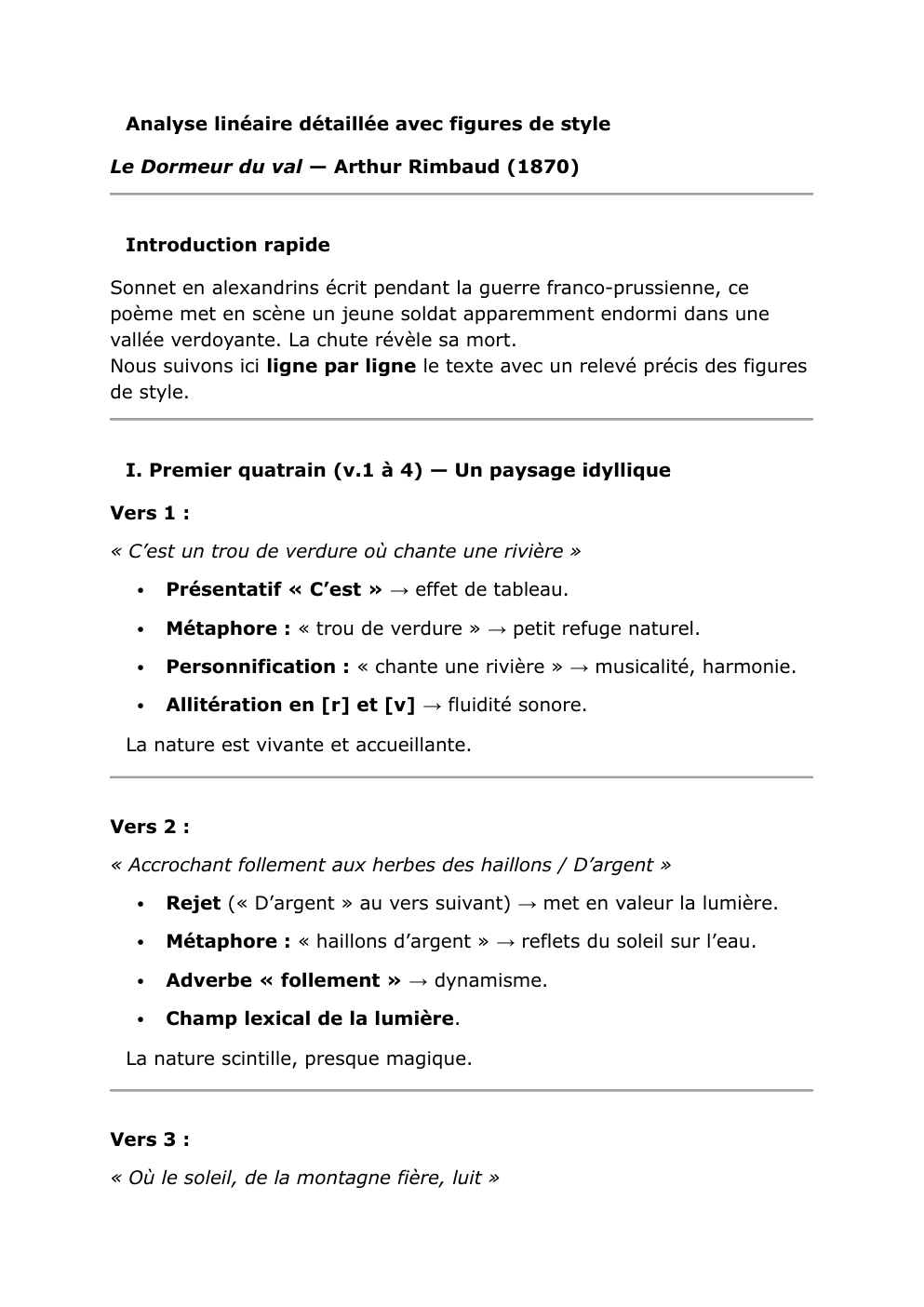 Prévisualisation du document analyse oral du bac de Français le dormeur du val