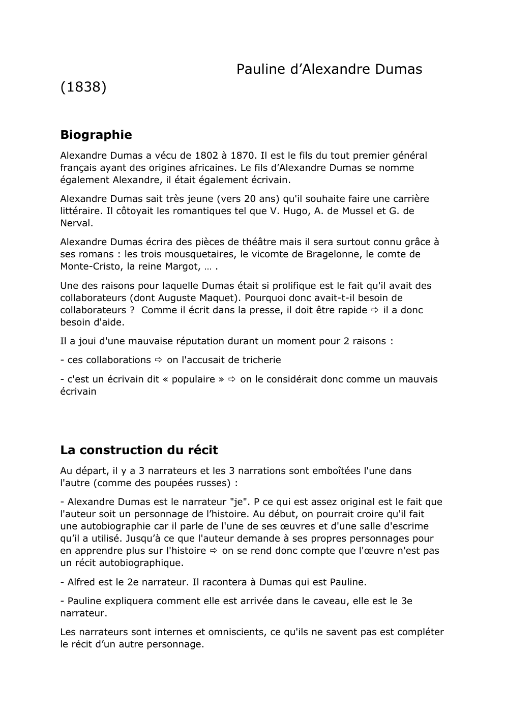Prévisualisation du document analyse Pauline d'Alexandre Dumas
