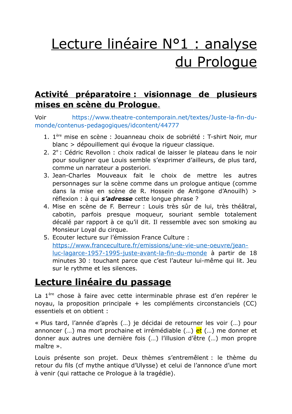 Prévisualisation du document analyse prologue juste la fin du monde