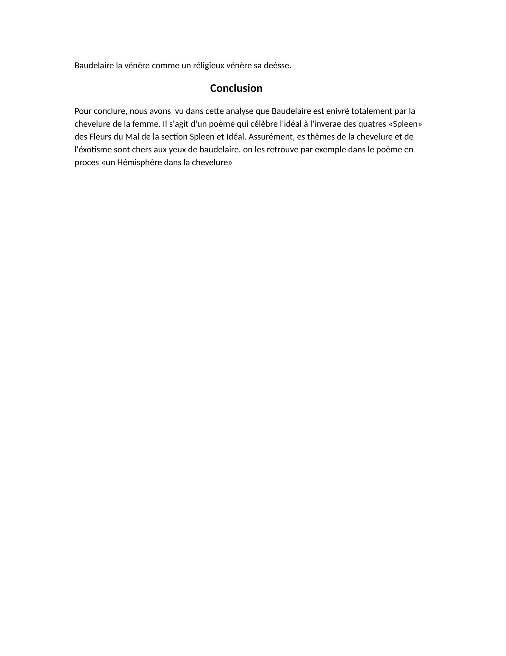 Prévisualisation du document Analyse sur la chevelure deBaudelaire