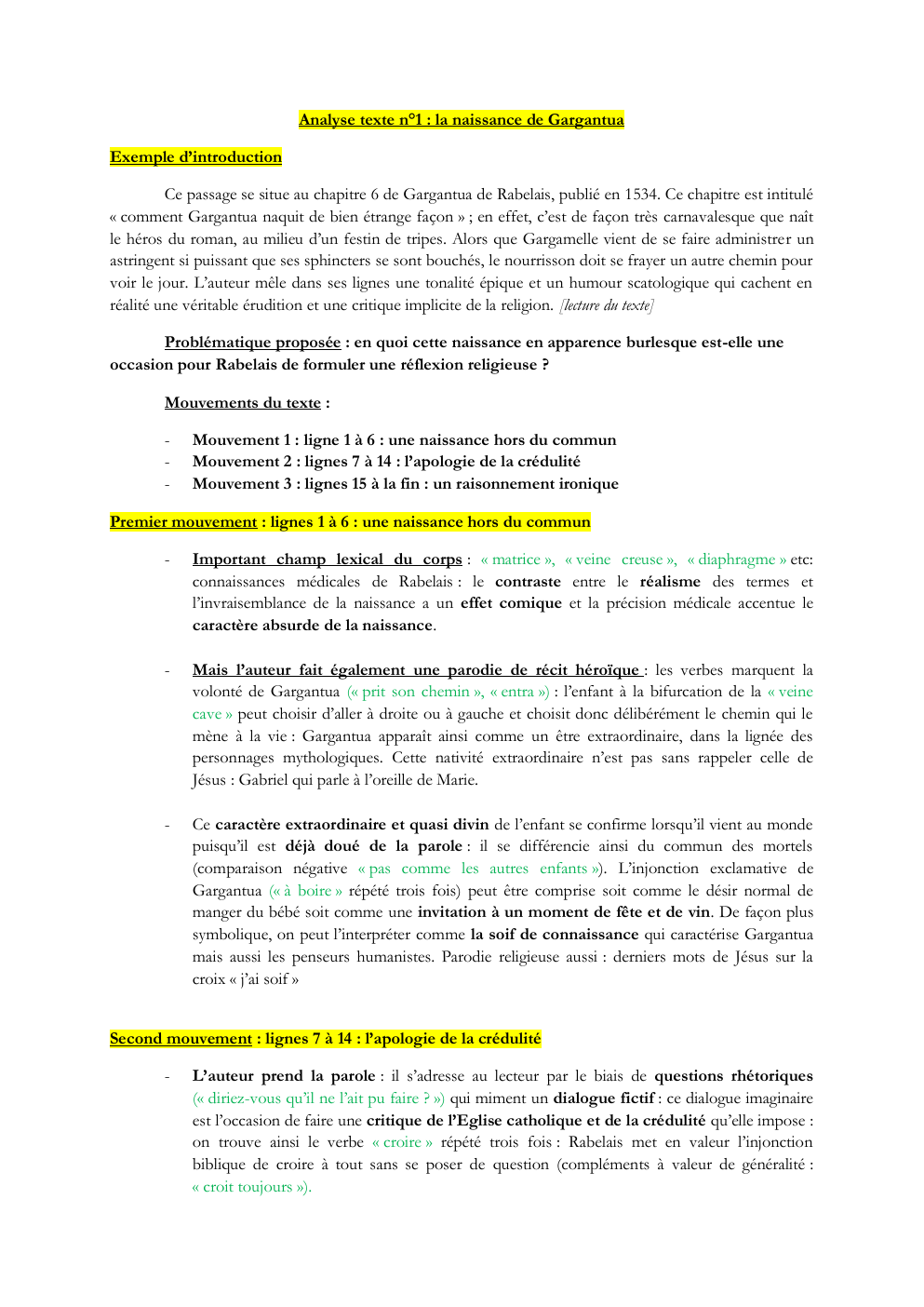 Prévisualisation du document Analyse texte n°1 : la naissance de Gargantua