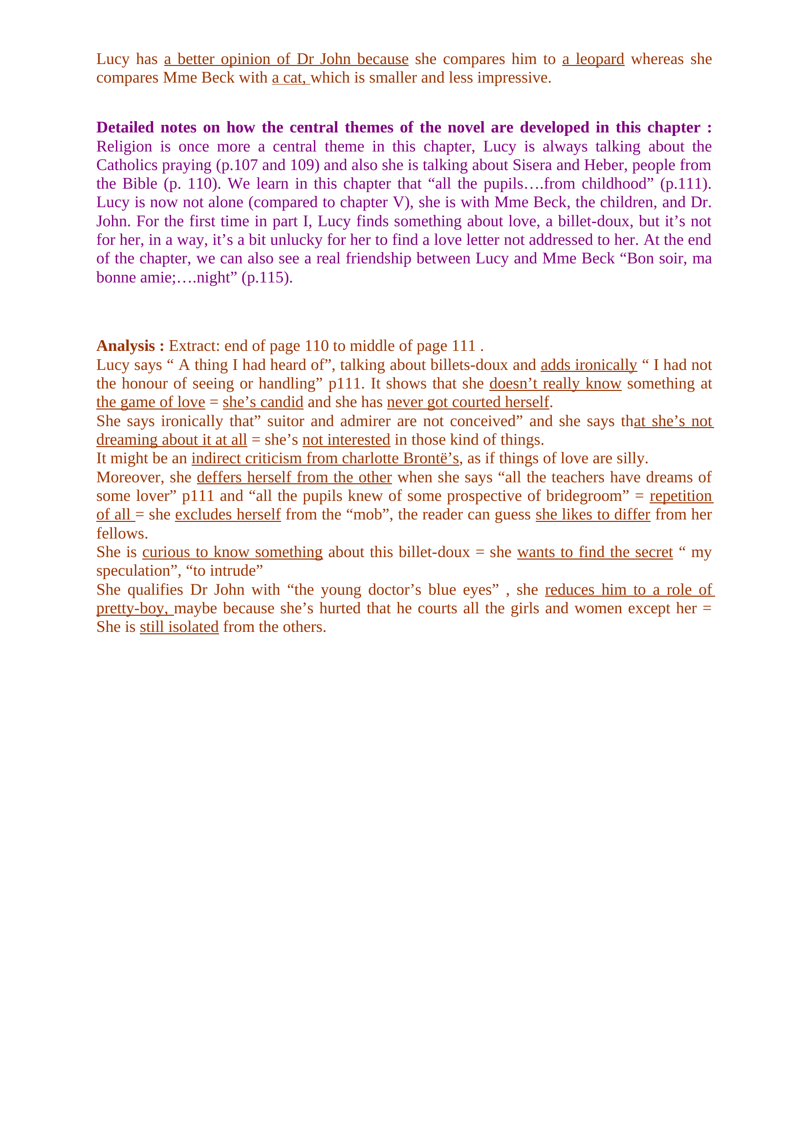 Prévisualisation du document Analyse Villette -Brontë chapitre 12