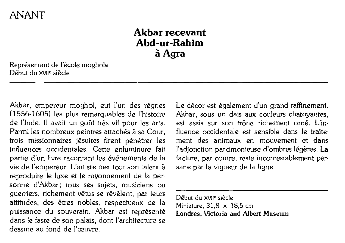 Prévisualisation du document ANANT : Akbar recevant Abd-ur-Rahim à Agra