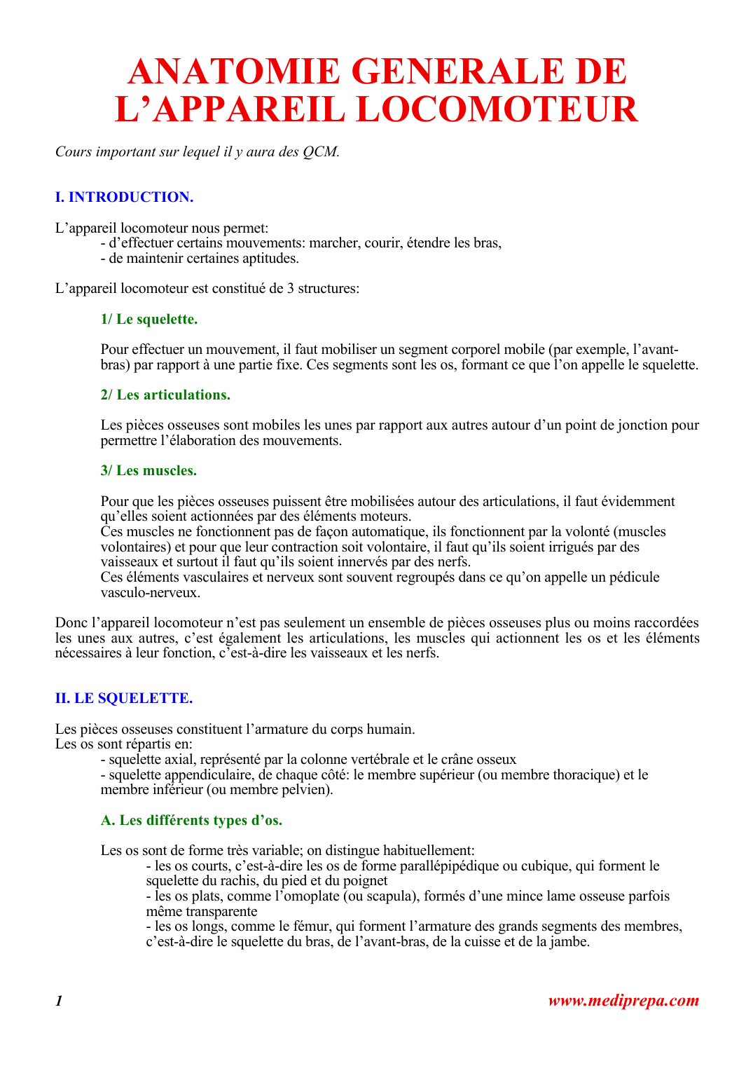 Prévisualisation du document ANATOMIE GENERALE DEL’APPAREIL LOCOMOTEURCours important sur lequel il y aura des QCM.