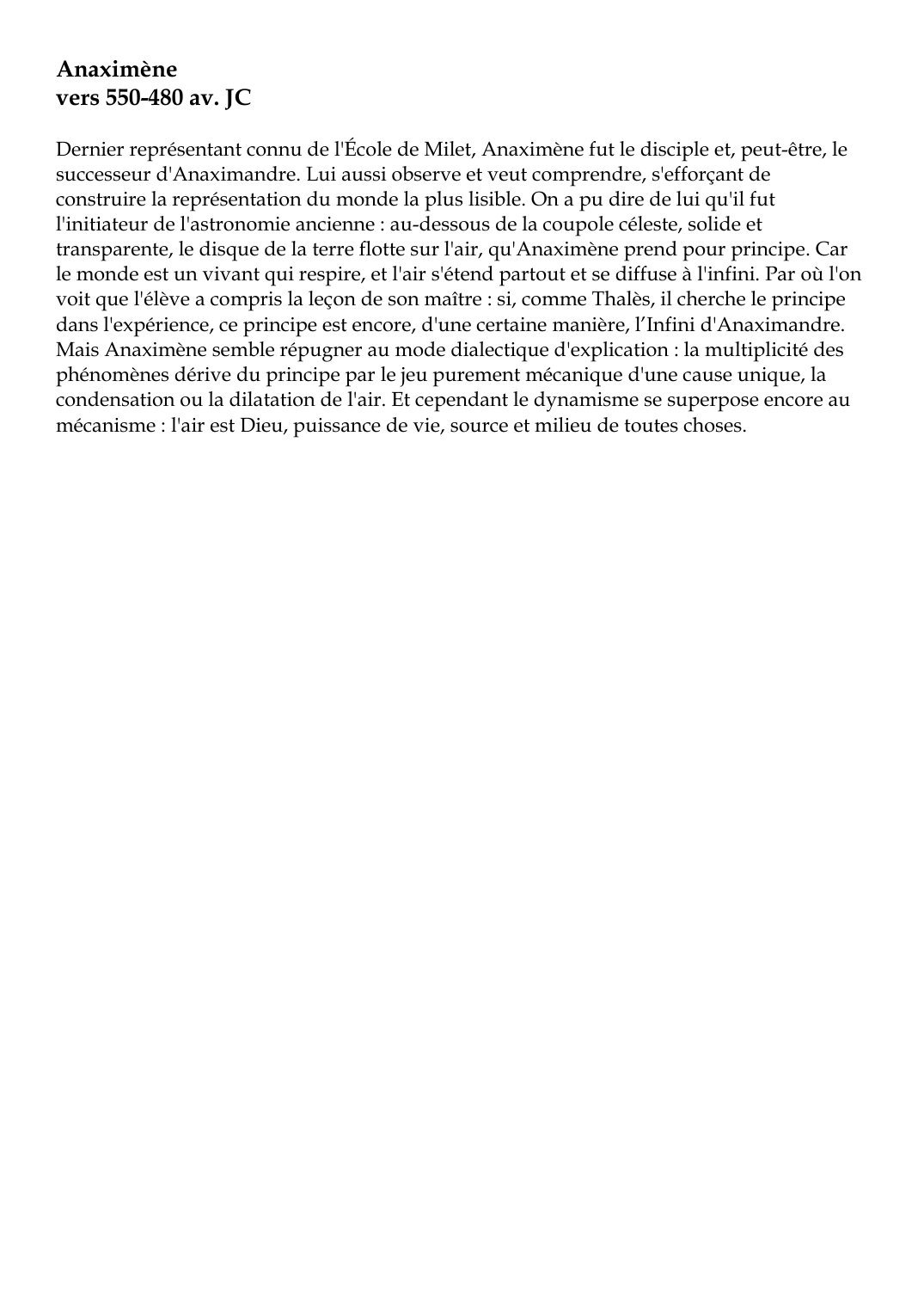 Prévisualisation du document Anaximènevers 550-480 av.