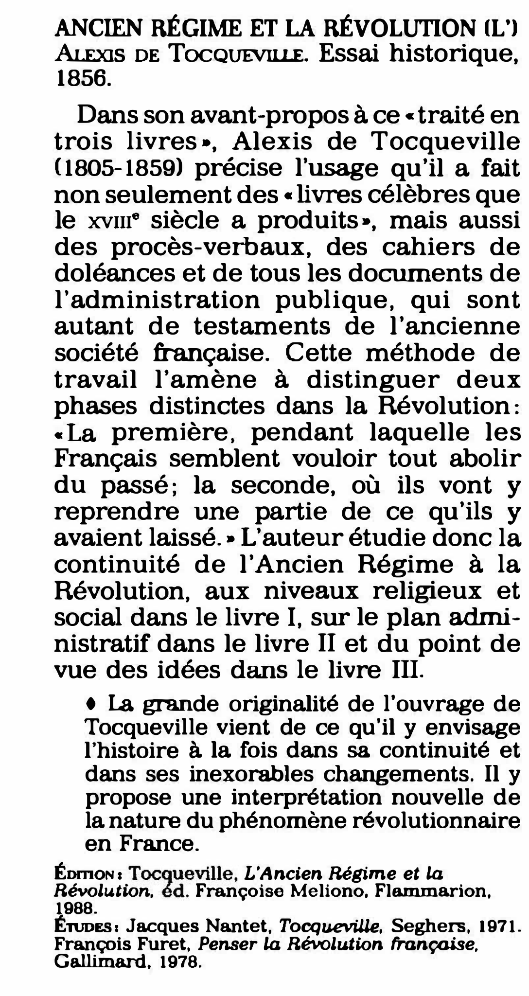 Prévisualisation du document ANCIEN RÉGIME ET LA Révolution (L’) - Alexis de Tocqueville (résumé et analyse)