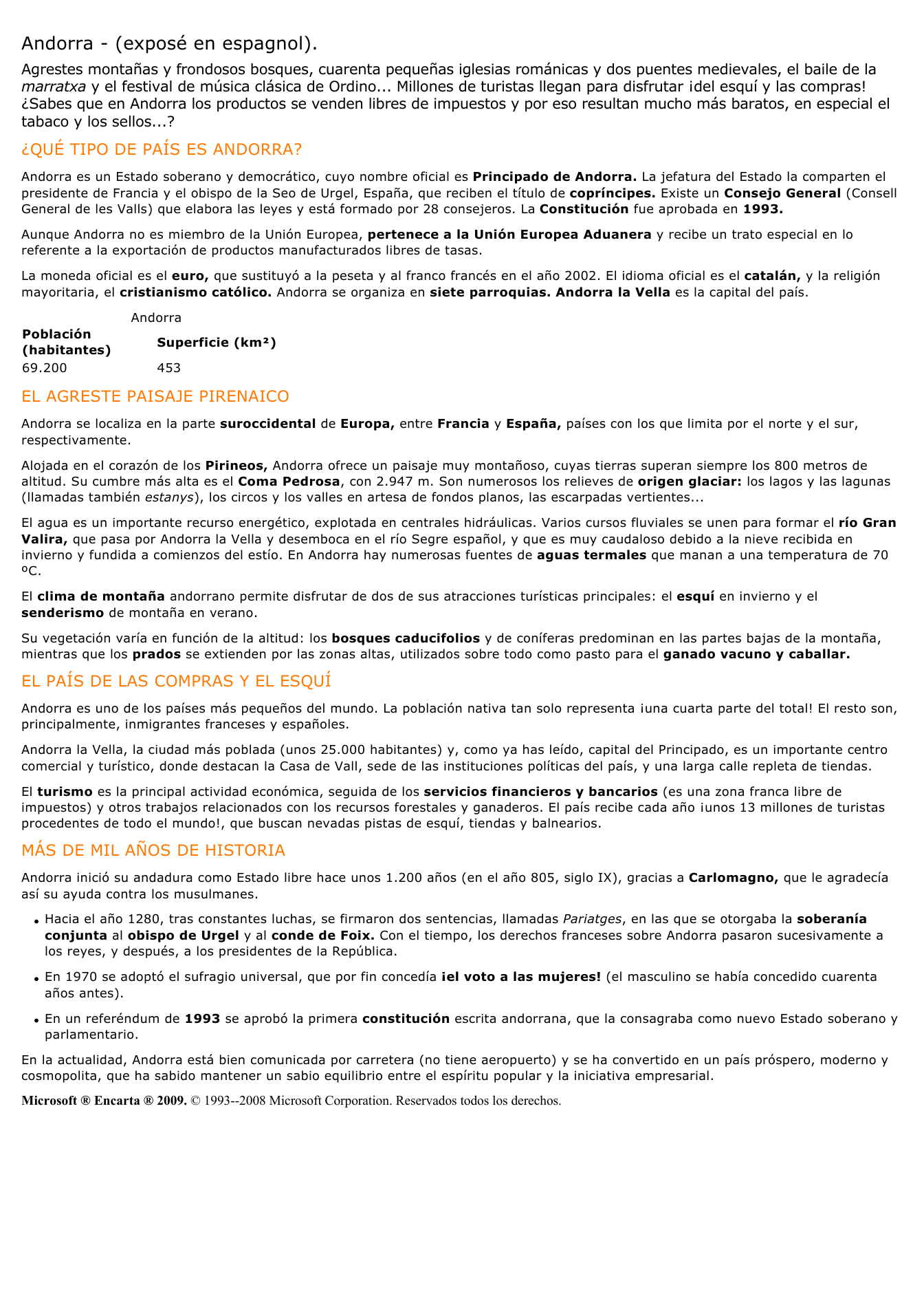 Prévisualisation du document Andorra - (exposé en espagnol).