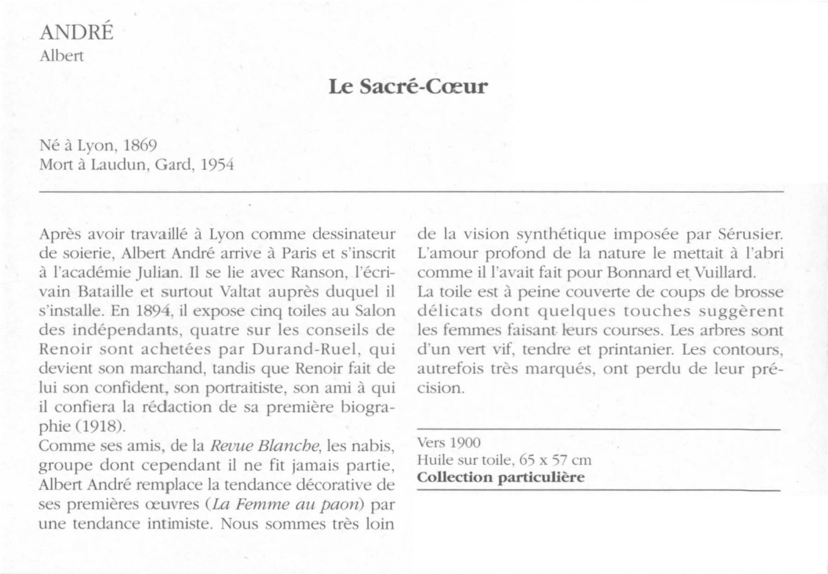 Prévisualisation du document ANDRÉ Albert : Le Sacré-Coeur