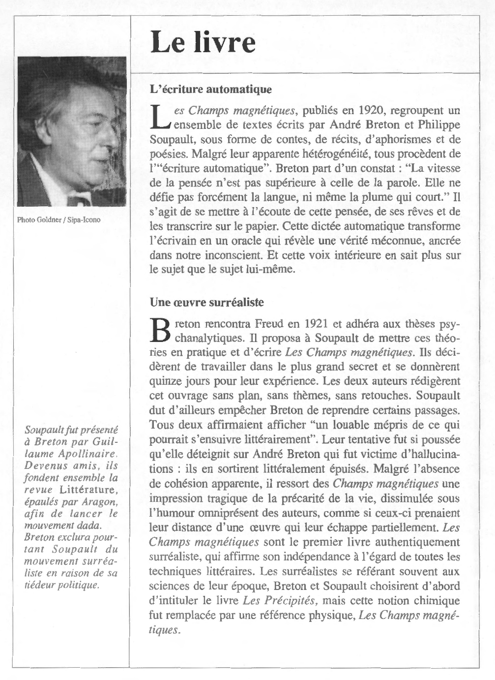 Prévisualisation du document André BRETON et Philippe SOUPAULT : Les Champs magnétiques