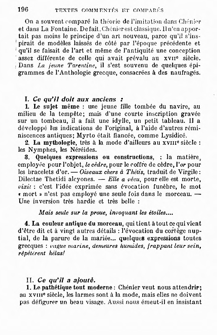 Prévisualisation du document ANDRÉ CHÉNIER  La jeune Tarentine. Commentaire complet