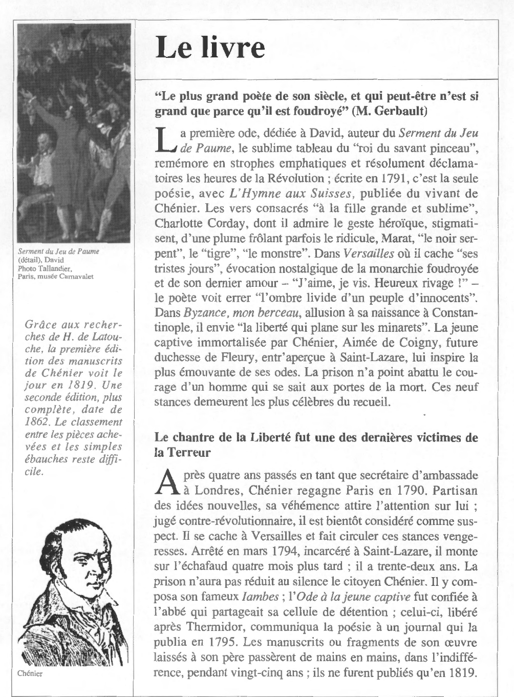 Prévisualisation du document André CHÉNIER : Odes