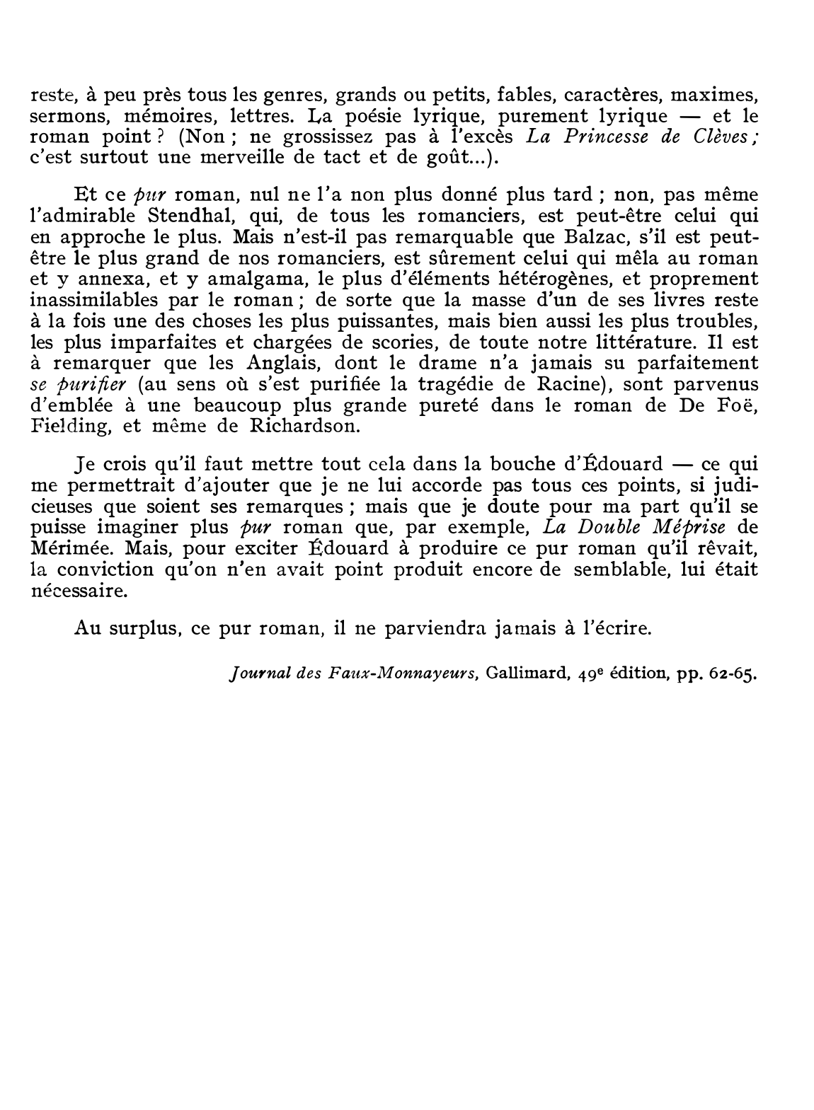Prévisualisation du document André GIDE (1869-1951)  L'idéal et la chimère du roman pur
