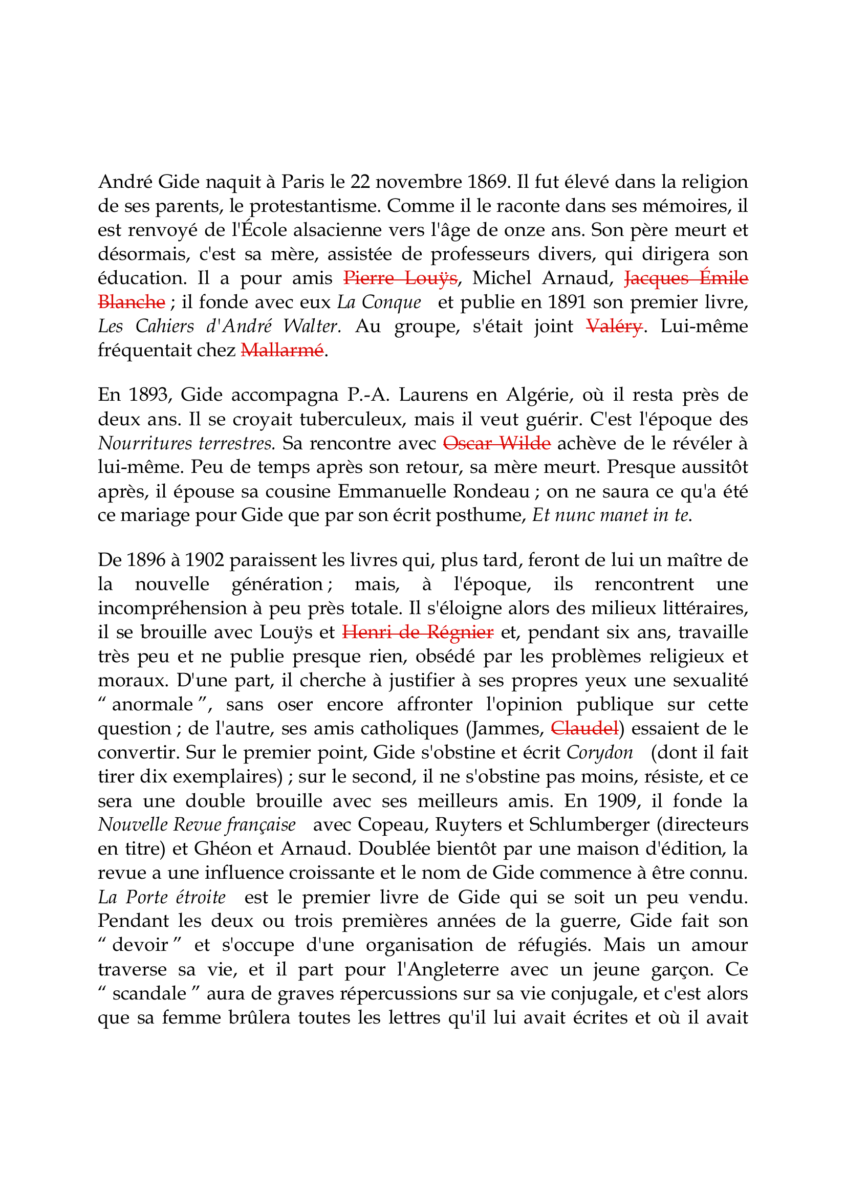 Prévisualisation du document André Gide

André Gide naquit à Paris le 22 novembre 1869.