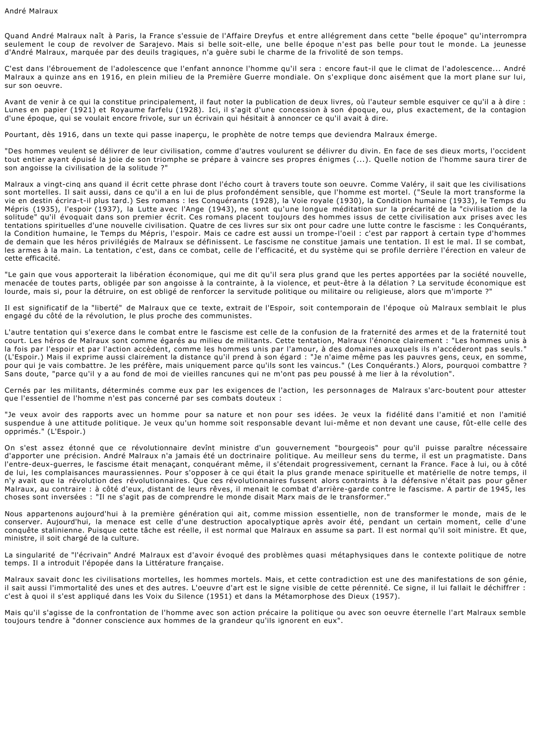 Prévisualisation du document André Malraux