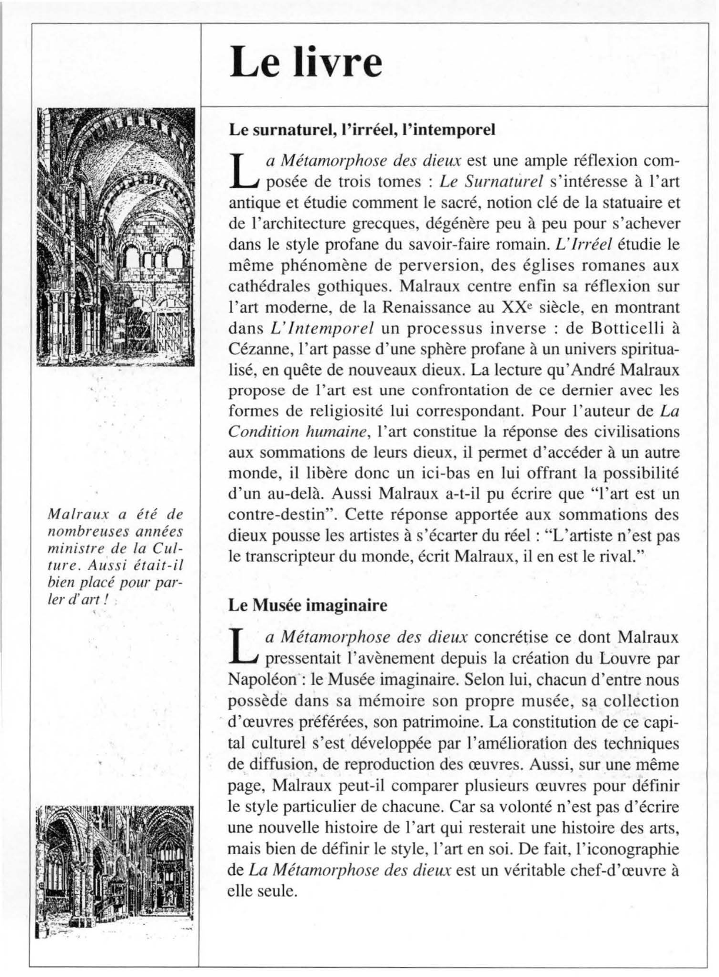 Prévisualisation du document André MALRAUX : La Métamorphose des dieux