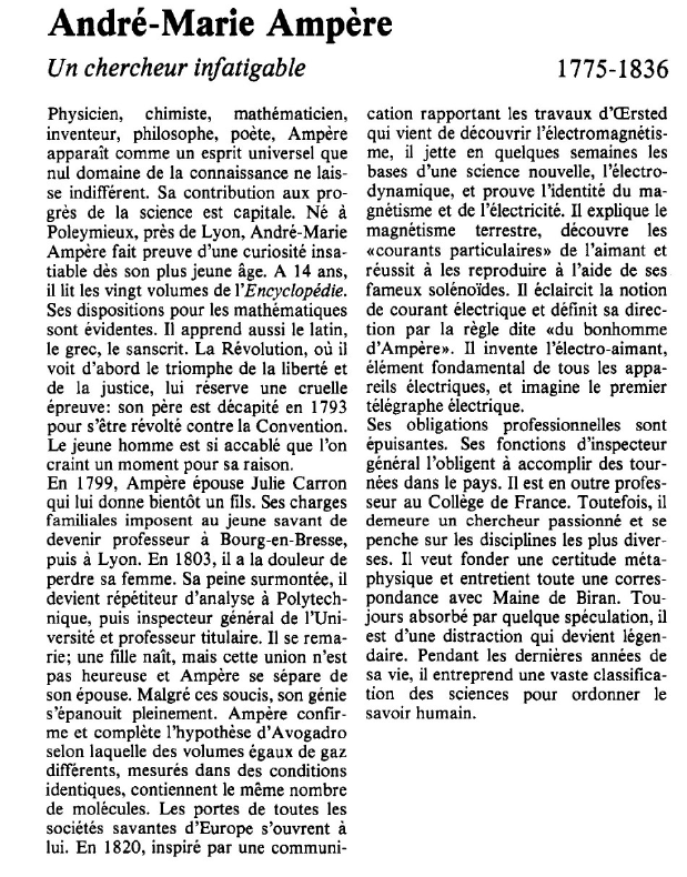 Prévisualisation du document André-Marie Ampère:Un chercheur infatigable.